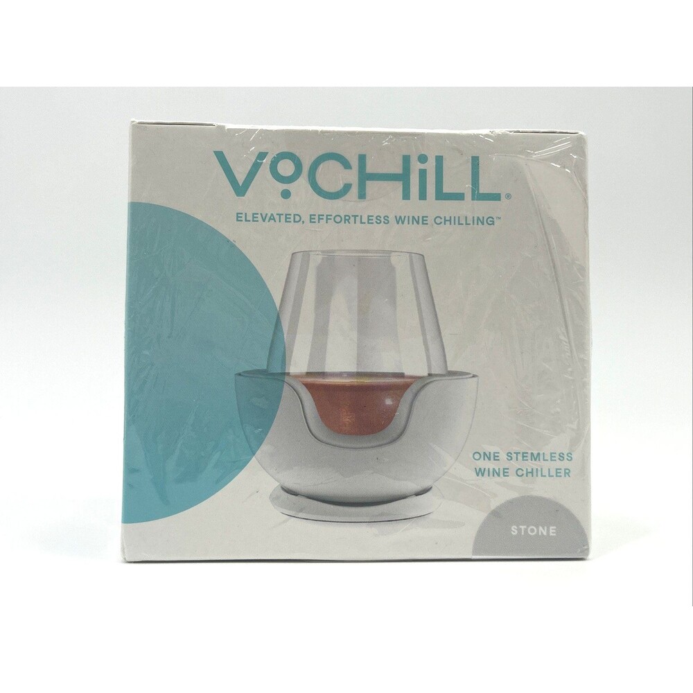 VoChill Stemless Wine Chiller Stone Gray Brand New Factory Sealed Gift